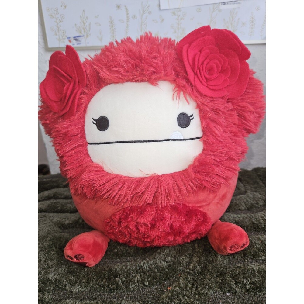 Squishmallows Bigfoot Red Valentine Roses Plush 11" Kellytoy Stuffed Animal